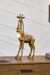 Antique Gold Giraffe Table Lamp Quirky Animal Accent Light - thumbnail 1