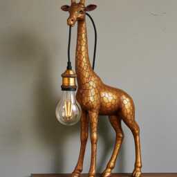 Antique Gold Giraffe Table Lamp Quirky Animal Accent Light - thumbnail 3