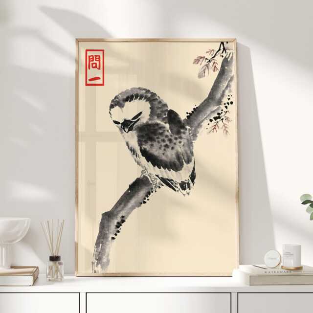 Matsumoto Hoji, Owl, Japanese Owl Print, Wall Art, Poster, Japandi, Art - image 1