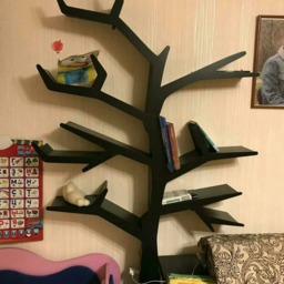 Tree Bookshelf Wooden Wall Shelf Kids Room Nursery Decor Handmade Wood Bookcase Forest Montessori - thumbnail 2