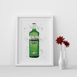 Set Of 3 Gin Collection Bottles Watercolour Splash A3, A4, 5x7 & 4x6 Wall Art Prints - thumbnail 2