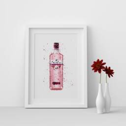 Set Of 3 Gin Collection Bottles Watercolour Splash A3, A4, 5x7 & 4x6 Wall Art Prints - thumbnail 3