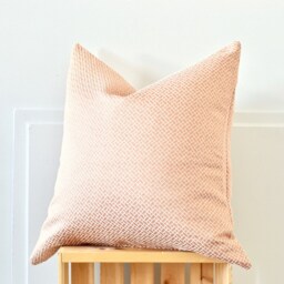 Rose Gold Pillow Cover Metallic Pink Basketweave Pattern Cushion - thumbnail 3