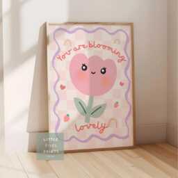 "Girls Floral Pink Tulip Print ""You Are Blooming Lovely" - thumbnail 1