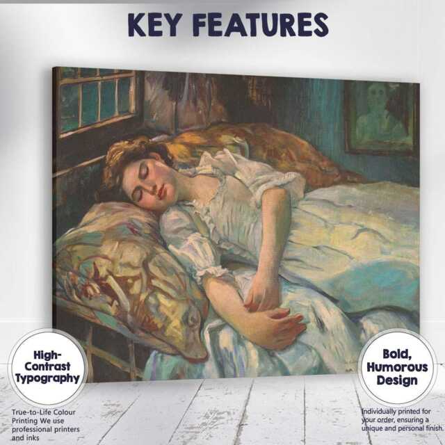 Classic Sleeping Woman Bedroom Portrait Traditional Oil Painting Canvas Wall Art Print Decor Picture Ready To Hang - image 1