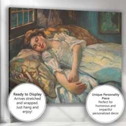 Classic Sleeping Woman Bedroom Portrait Traditional Oil Painting Canvas Wall Art Print Decor Picture Ready To Hang - thumbnail 3