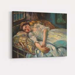 Classic Sleeping Woman Bedroom Portrait Traditional Oil Painting Canvas Wall Art Print Decor Picture Ready To Hang - thumbnail 4