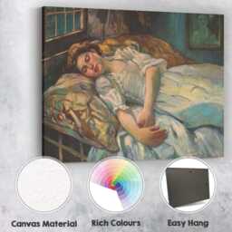 Classic Sleeping Woman Bedroom Portrait Traditional Oil Painting Canvas Wall Art Print Decor Picture Ready To Hang - thumbnail 2