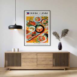 Food Print, Filipino Poster, Art, Kitchen Decor, Retro Wall Vintage Large Print - thumbnail 1