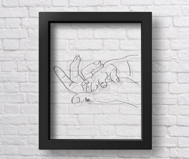 Transparent Mother & Child Hands Poster, Baby Shower Gift, New Family Wall Art, Decor, Young Gift - image 1