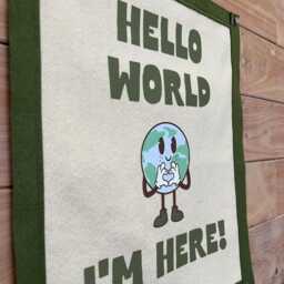 Hello World Felt Banner, Nursery Wall Decor, New Baby Gift - thumbnail 3
