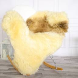 Sheepskin Rug - Real Shaggy Chair Cover Throw Brown Beige Home Decor #apriher32 - thumbnail 2