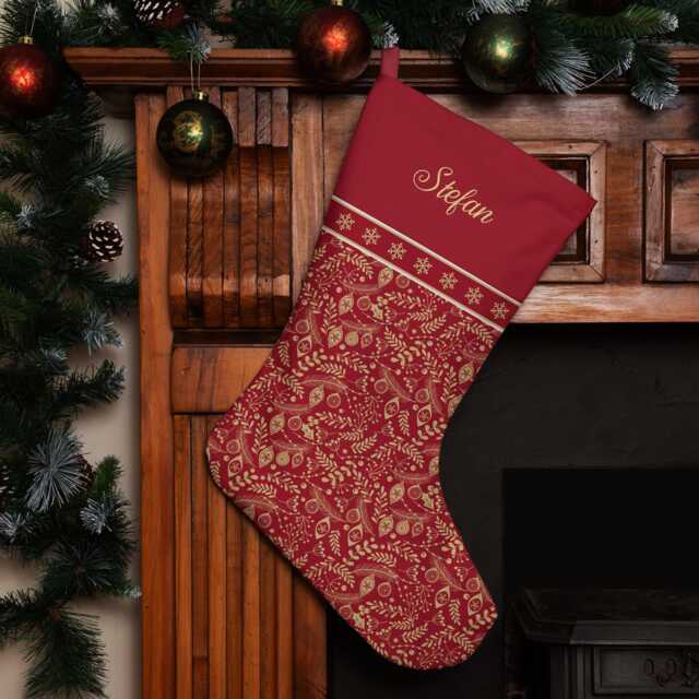 Personalised Christmas Stocking - Red Ornament Design - Large - image 1