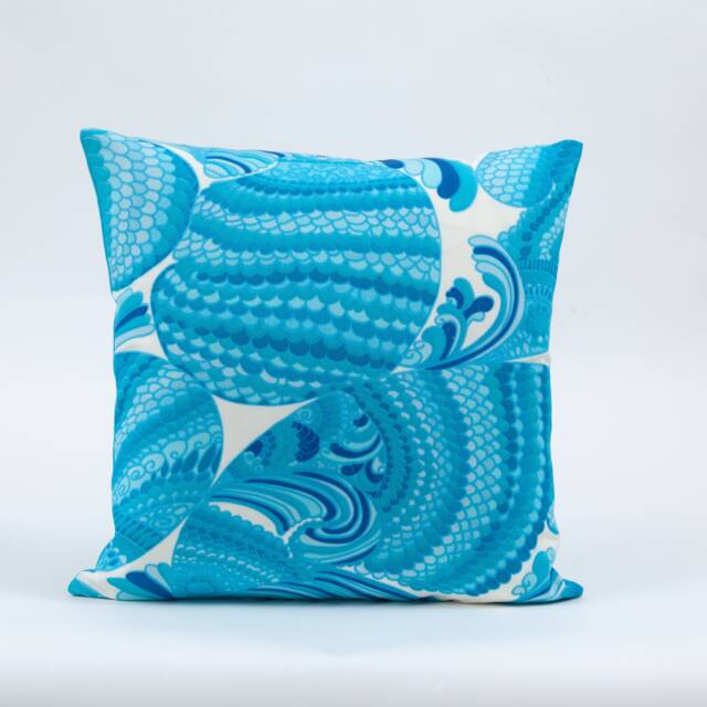 Schumacher Pisces Aqua Outdoor Pillow Cover, Tina Turk Design - image 1