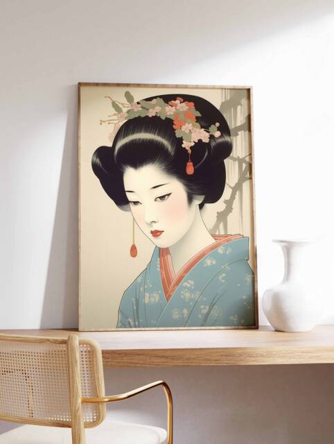 Japanese Geisha Wall Art, Oriental Decor, Female Print, Traditional Art Ukiyo-E, Asian Gift - image 1