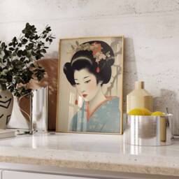 Japanese Geisha Wall Art, Oriental Decor, Female Print, Traditional Art Ukiyo-E, Asian Gift - thumbnail 2