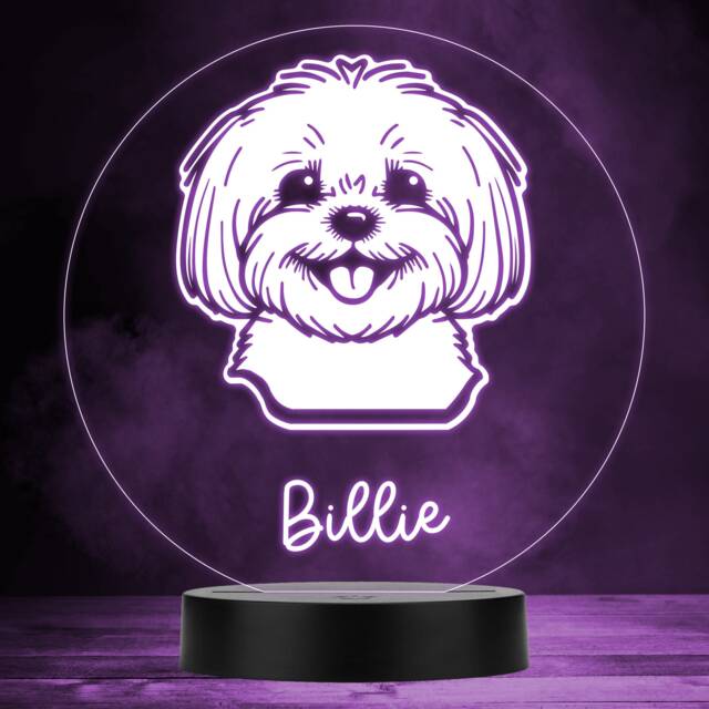 Bichon Dog Pet Silhouette Colour Changing Personalised Gift Led Lamp Night Light - Bedroom - image 1