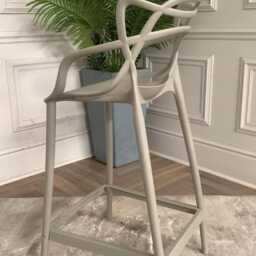 Khaki Green Breakfast Bar Stool Masters Style Kitchen Chair Grey Restaurant Outdoor Plastic - thumbnail 2