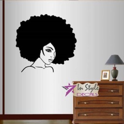 In-Style Decals Wall Vinyl Decal Home Decor Art Sticker Beautiful Girl Woman With Afro Hair Beauty Salon Removable Mural Design 494 - thumbnail 1