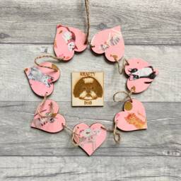 Cartoon Cat Bunting, Wooden Garland For Animal Lover, Feline Wall Decor, Handmade Gifts - thumbnail 1