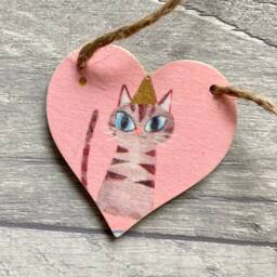 Cartoon Cat Bunting, Wooden Garland For Animal Lover, Feline Wall Decor, Handmade Gifts - thumbnail 2