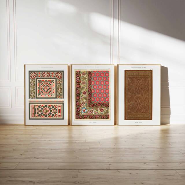 Arabic Pattern Prints, Islamic Decor, Middle Eastern Poster Set, Wall Art, Posters, Mughal Muslim Gift, Art - image 1