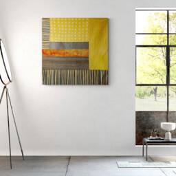 Modern Quilted Textile Wall Hanging Honeycomb Silk Art - 55x55 - thumbnail 3