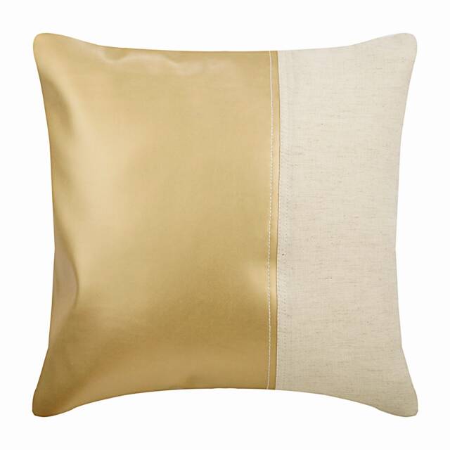 "Faux Leather Matte Gold Pillow Custom 16""x16" - image 1