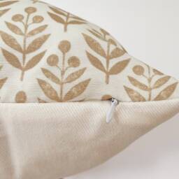Floral Pillow Cover Light Brown Cream Designer Fabric - thumbnail 2
