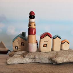 Original Ceramic & Stone Art Sculpture, One Of A Kind Beach Theme Object - thumbnail 4
