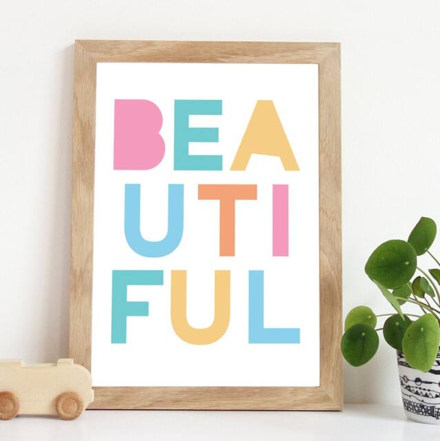 Girls Pastel Bedroom Decor, Beautiful Print, Nursery Wall Art, Playroom, Rainbow Posters, Art - image 1