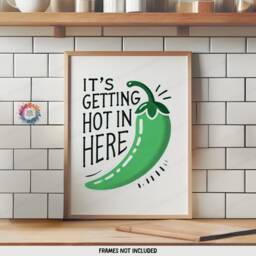 Green Kitchen Wall Art - Set Of 3 Prints - Let's Eat, Chef Was Cute, Chilli Quotes Dining Room Decor Home Posters Gallery - thumbnail 3