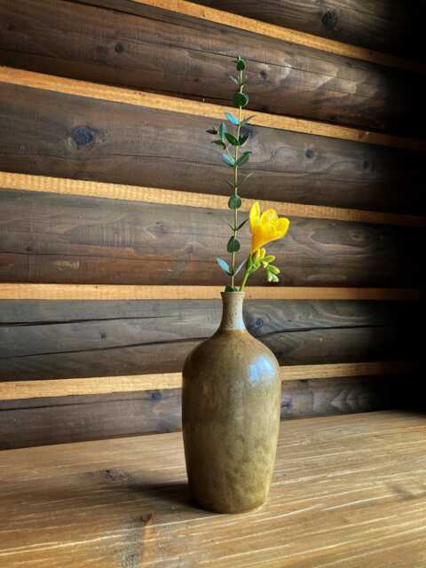 Handmade Vase Cinnamon, Budvase, Wheel Thrown Vase, Ceramic Stoneware, Ashglaze, Bottle Neck Brown, High Fire, Spotted Clay - image 1