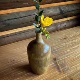 Handmade Vase Cinnamon, Budvase, Wheel Thrown Vase, Ceramic Stoneware, Ashglaze, Bottle Neck Brown, High Fire, Spotted Clay - thumbnail 3