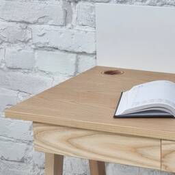 Writing Desk 50cm Depth With 2 Drawers, Various Colors -Natural Ash Veneer - thumbnail 2