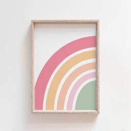 Pink Pastel Rainbow, Girls Nursery Prints. Decor, Bedroom Prints, Playroom Wall Art, Set Of 2 - thumbnail 3