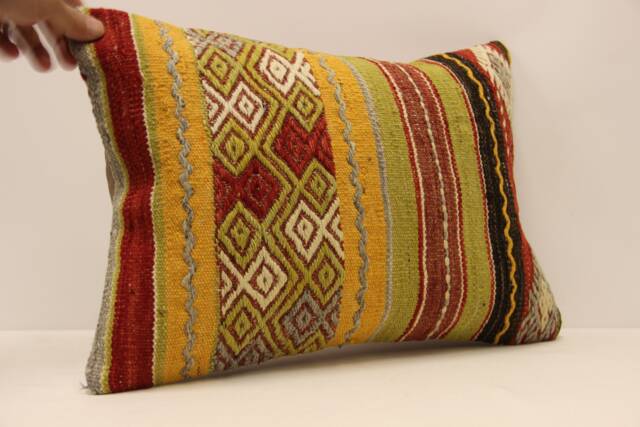 Vintage Turkish Kilim Pillow Accent Sofa Throw Pillows Home Decor 14x20 in - 35x50 cm Boho Pillow Cushion 4Bef-599 - image 1