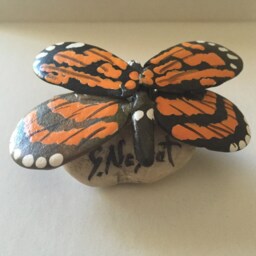 One Of A Kind Miniature Sculpture Butterfly Hand Crafted From Natural River Stones, Painted, Signed By Colombian Born Artist G. Negret - thumbnail 3
