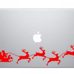 Christmas Vinyl Door Decal, Santas Sleigh With Reindeers Wall Stickers, Laptop Sticker, Xmas Stickers, Holiday Decor, Murals - thumbnail 3