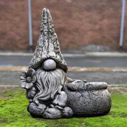 Concrete Gnome Flower Pot Ornament Garden Planter Figurine Stone Outdoor Plant Holder Handmade Statue Whimsical Yard Decoration Gift - thumbnail 1