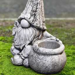Concrete Gnome Flower Pot Ornament Garden Planter Figurine Stone Outdoor Plant Holder Handmade Statue Whimsical Yard Decoration Gift - thumbnail 4