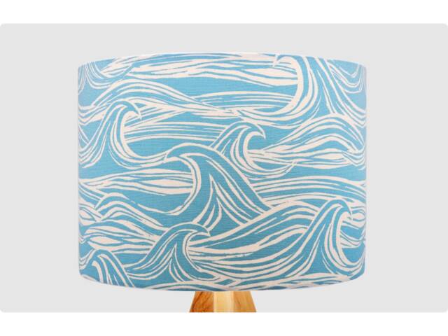Blue Waves Coastal Lampshade, Table Floor Lamp/Ceiling Pendant, Small Medium Large, 15cm 20cm 25cm 30cm 35cm 40cm, Fabric Drum Light Shade - image 1