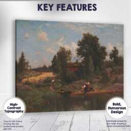 Scandinavian Lakeside Cottage Riverside Rural Life Landscape Canvas Wall Art Print Decor Picture Ready To Hang - thumbnail 1