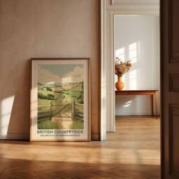 British Countryside Fields Print - Rolling Hills Rural Nature Peace Plants Art, Living Room Bedroom Colourful Poster Timeless Classic - thumbnail 2