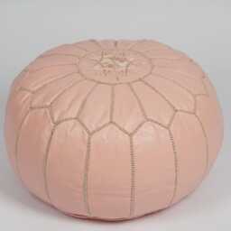 Next Day Delivery - Handmade Moroccan Leather Pouf Ottoman Pink Floor Cushion, Footstool Unprefilled - thumbnail 2