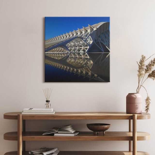 Science Museum in Valencia Canvas, Wall Art Picture, Gray Decoration, Travel Canvas - image 1
