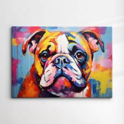 Bulldog Fun Animal Dog Pet Lover Abstract Oil Painting Wall Art, Framed Canvas Poster Print, Home Kitchen Office Room Decor, Gifts - thumbnail 3