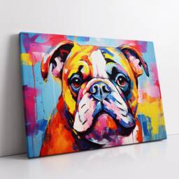 Bulldog Fun Animal Dog Pet Lover Abstract Oil Painting Wall Art, Framed Canvas Poster Print, Home Kitchen Office Room Decor, Gifts - thumbnail 2