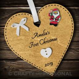 Personalised Baby's 1st First Christmas Bauble Wooden Heart Tree Ornament Or Magnet Gift For Boy Girl - thumbnail 4
