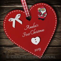 Personalised Baby's 1st First Christmas Bauble Wooden Heart Tree Ornament Or Magnet Gift For Boy Girl - thumbnail 3